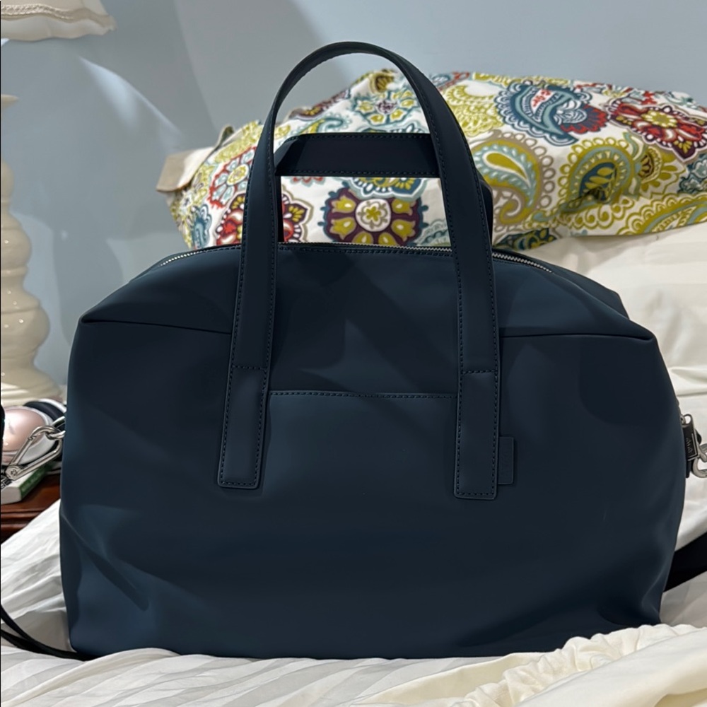 NWOT Away Dark Teal Leather Travel Duffel Computer Bag